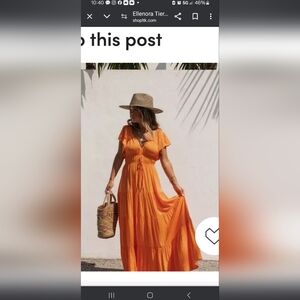 Vici Ellenora tiered flutter maxi dress, orange color, size Large